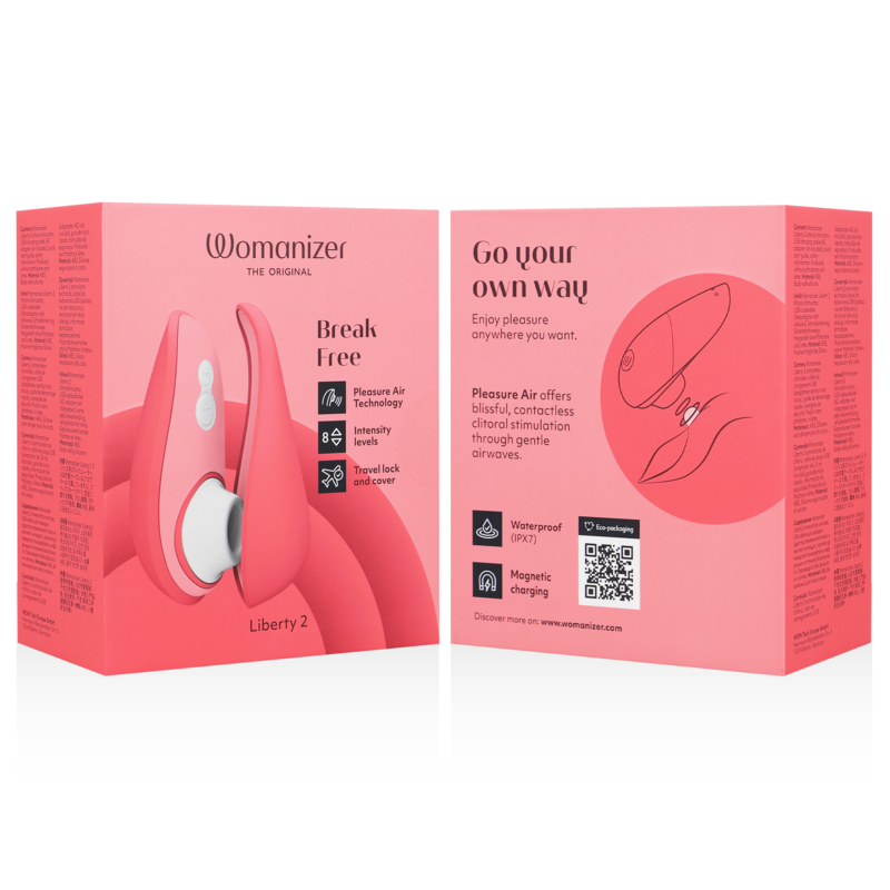 WOMANIZER - LIBERTY 2 ESTIMULADOR & SUCCIONADOR CLÍTORIS ROSA