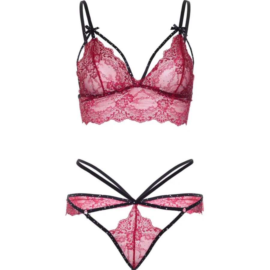 LEG AVENUE - 81623 SET SUJETADOR + TANGA BURDEOS TALLA L