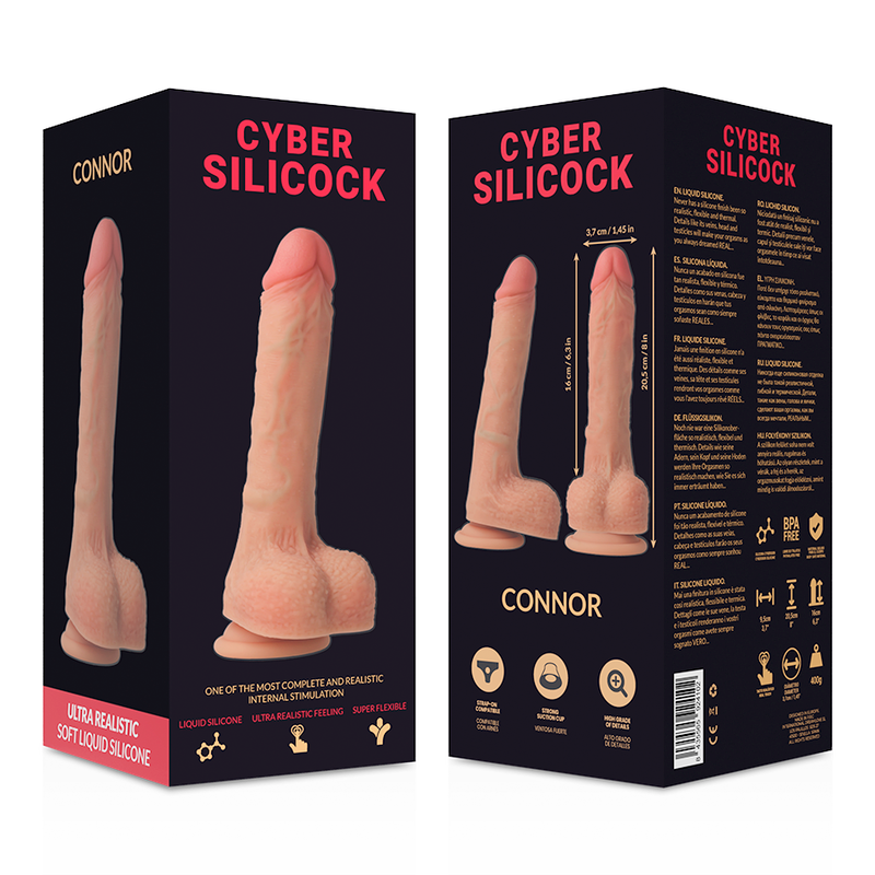 CYBER SILICOCK - CONNOR REALÍSTICO SILICONA LÍQUIDA 20.5 CM -O- 3.7 CM