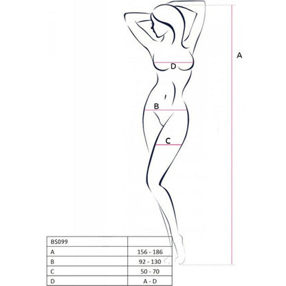 PASSION - BS099 BODYSTOCKING BLANCO TALLA ÚNICA