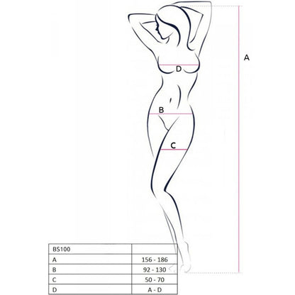 PASSION - BS100 BODYSTOCKING BLANCO TALLA ÚNICA