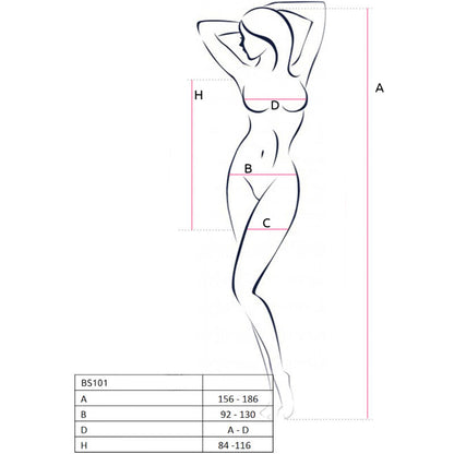 PASSION - BS101 BODYSTOCKING BLANCO TALLA ÚNICA