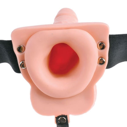 FETISH FANTASY SERIES - ARNÉS AJUSTABLE CONTROL REMOTO PENE REALÍSTICO CON TESTÍCULOS RECARGABLE Y VIBRADOR 15 CM
