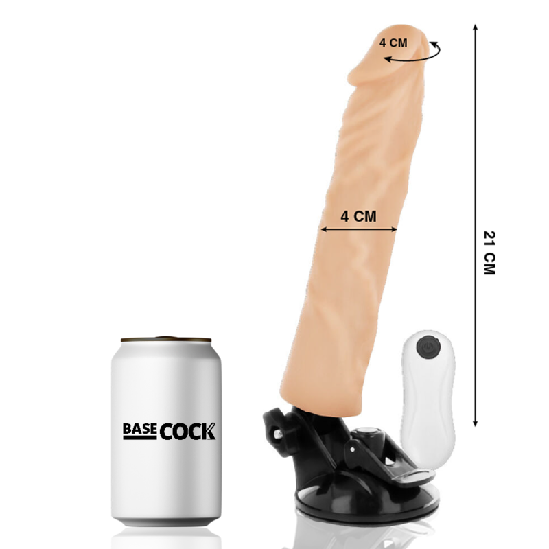 BASECOCK - VIBRADOR REALÍSTICO CONTROL REMOTO NATURAL 21 CM -O- 4 CM