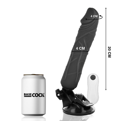 BASECOCK - VIBRADOR REALÍSTICO CONTROL REMOTO NEGRO 20 CM -O- 4 CM