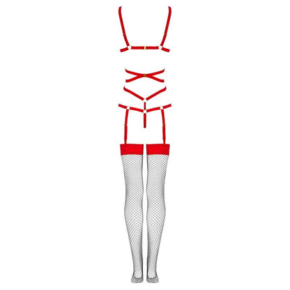 LIVCO CORSETTI FASHION - THIARA LC 20213 SET BODY + MEDIAS ROJA S/M