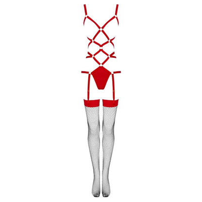 LIVCO CORSETTI FASHION - THIARA LC 20213 SET BODY + MEDIAS ROJA L/XL