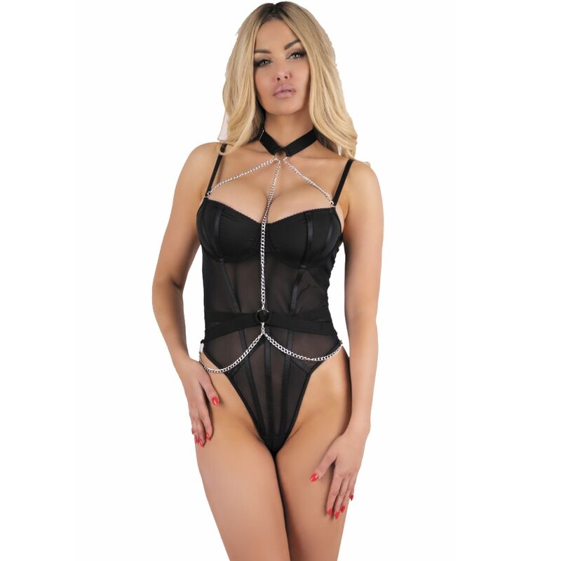 LIVCO CORSETTI FASHION - RUBIKA LC XG079 BODY CON GARGANTILLA NEGRO L