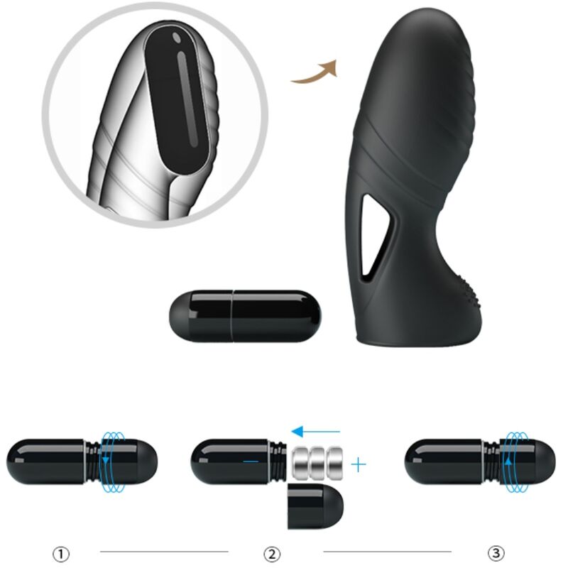 PRETTY LOVE - ALAN VIBRADOR DE DEDO SILICONA NEGRO