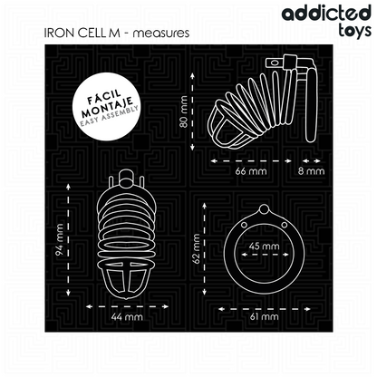 ADDICTED TOYS LOCKED - IRON CELL JAULA PARA PENE DE METAL TALLA M