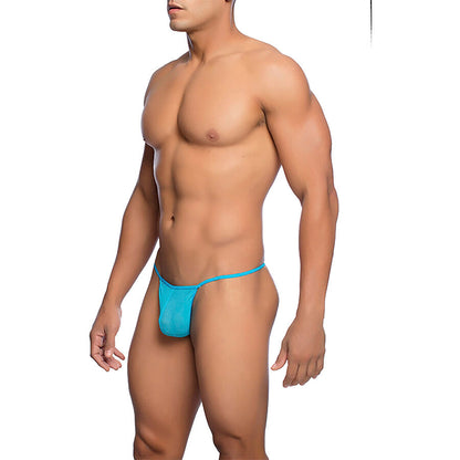 MOB - TANGA TRANSPARENTE CON FORMA DE T AQUA TALLA S/M