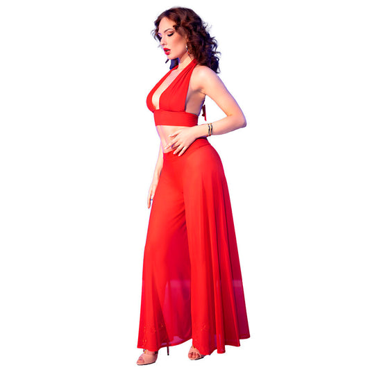 CHILIROSE - CR  4857 SET TOP Y PANTALONES ROJO TALLA XL