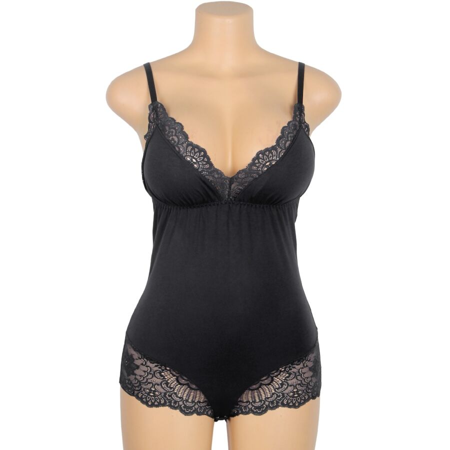 SUBBLIME - TEDDY DETALLE ENCAJE FLORAL NEGRO S/M