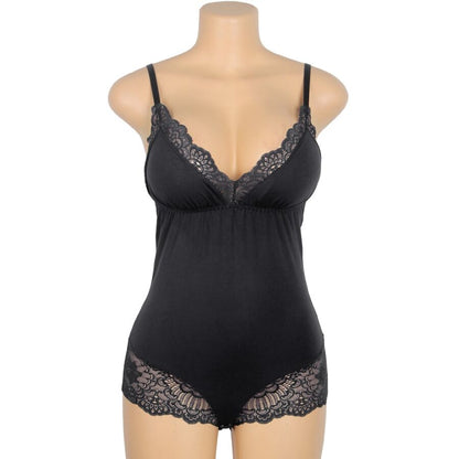 SUBBLIME - TEDDY DETALLE ENCAJE FLORAL NEGRO L/XL