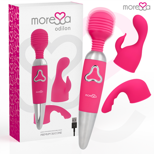 MORESSA - ODILON WAND POTENTE MOTOR MAS DOS CABEZALES PREMIUM SILICONE RECARGABLE
