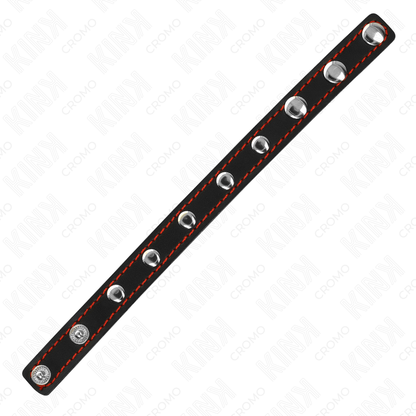 KINK - ANILLO PENE CUERO CON CIERRE A PRESIÓN FORRO ROJO 21 X 1.5 CM