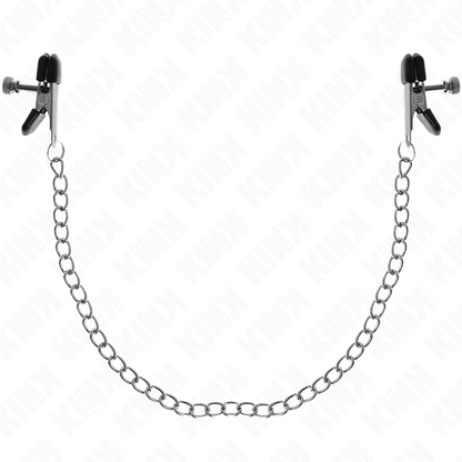 KINK - PINZAS PARA PEZONES PLANAS NEGRO CON CADENA PLATEADO 34 CM