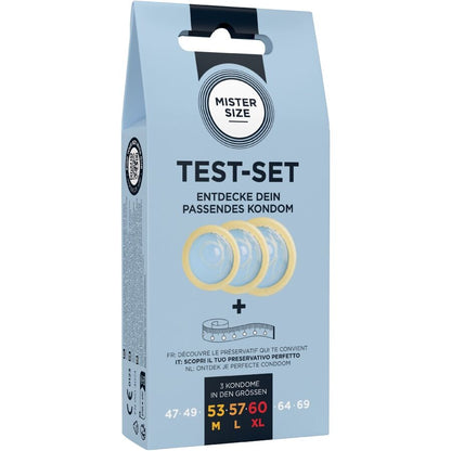 MISTER SIZE - TEST SET 3 PRESERVATIVOS DIFERENTES TALLAS + CINTA MÉTRICA
