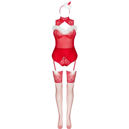 LIVCO CORSETTI FASHION - LIMPID SNOWFLAKES LC 90604 BODY + MEDIAS + DIADEMA NAVIDEÑA L/XL