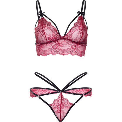 LEG AVENUE - 81623 SET SUJETADOR + TANGA BURDEOS TALLA L