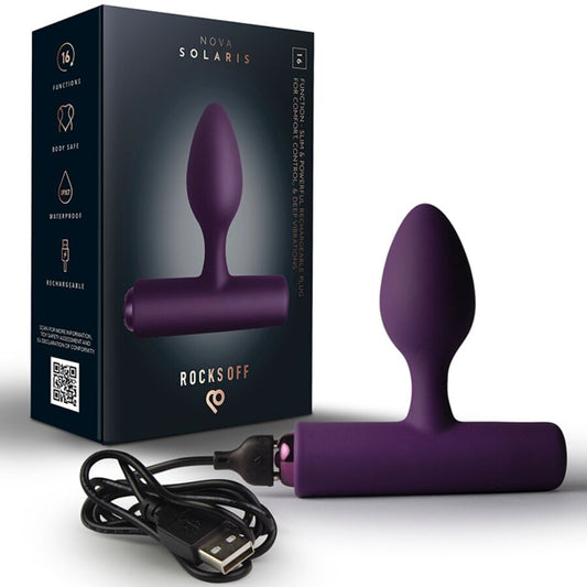 ROCKS-OFF - NOVA SOLARIS PLUG ANAL FINO RECARGABLE 16 FUNCIONES VIOLETA