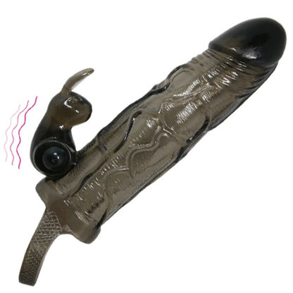 BAILE - BRAVE MAN FUNDA REALÍSTICA PENE CON RABBIT 16.5 CM NEGRO