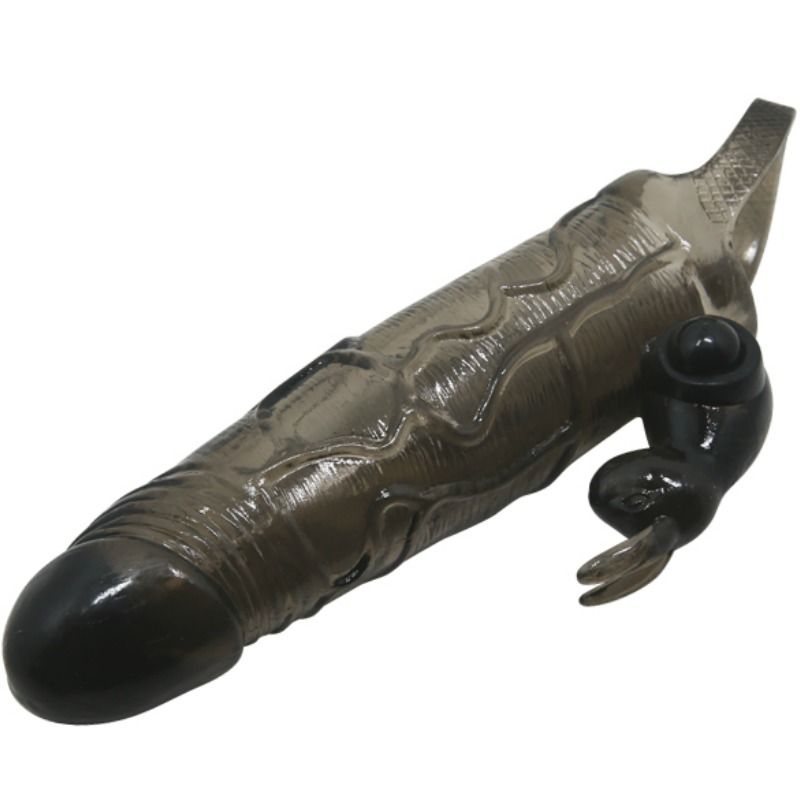 BAILE - BRAVE MAN FUNDA REALÍSTICA PENE CON RABBIT 16.5 CM NEGRO