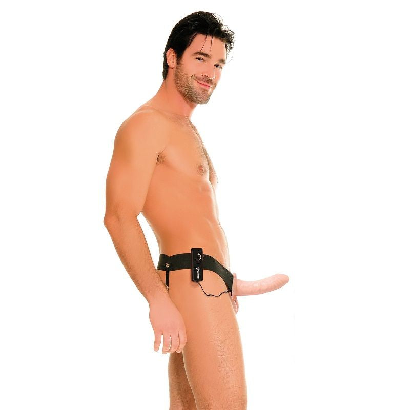 FETISH FANTASY SERIES - ARNÉS HUECO VIBRADOR PARA EL Y ELLA NATURAL 14CM