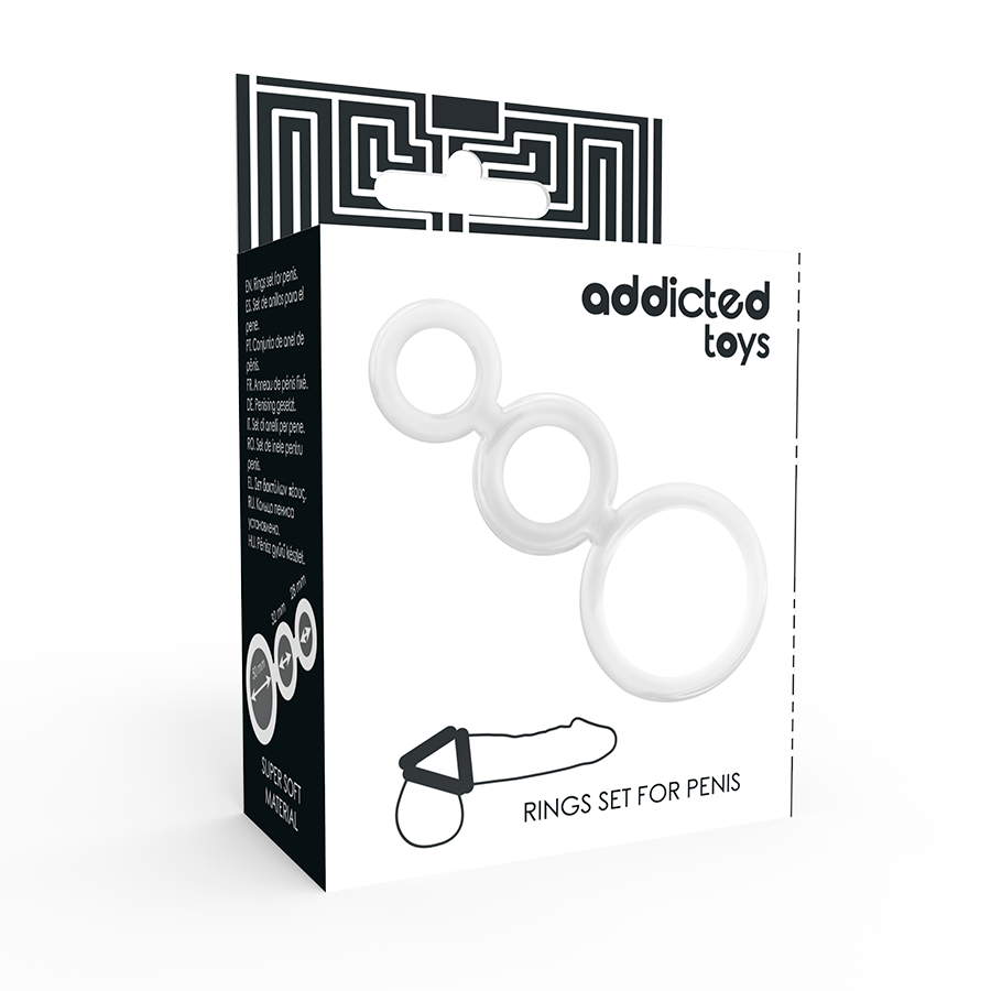 ADDICTED TOYS - SET ANILLOS PENE Y TESTÍCULOS CLEAR